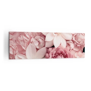 Cuadro sobre lienzo - Impresión de Imagen - Flores en tonos rosa y blanco en un enfoque artístico. - 160x50cm - Entre pétalos rosas - Decoración de pared moderna para salón y dormitorio ARTTOR