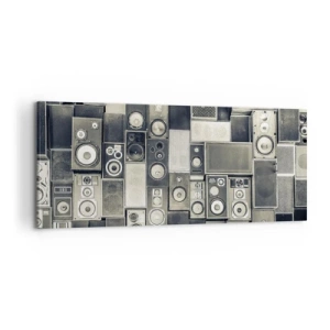 Cuadro sobre lienzo - Impresión de Imagen - Colección de altavoces de estilo retro - 120x50cm - Y todo fluye - Decoración de pared moderna para salón y dormitorio ARTTOR