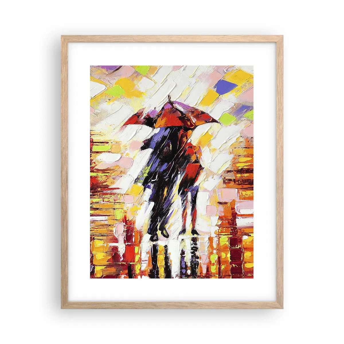 Póster en marco roble claro - Juntos a través de la noche y la lluvia - 40x50 cm