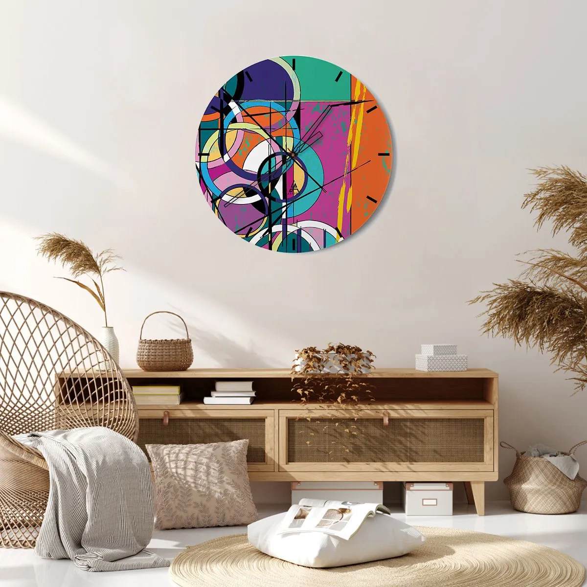 Reloj de pared - Reloj de vidrio - Círculo sobre círculo - 40x40 cm