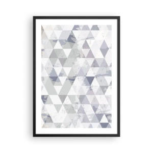 Póster en marco negro - Patrón geométrico de triángulos en tonos grises. - 50x70cm - A ritmo de triángulo - Decoración de pared moderna para salón y dormitorio ARTTOR