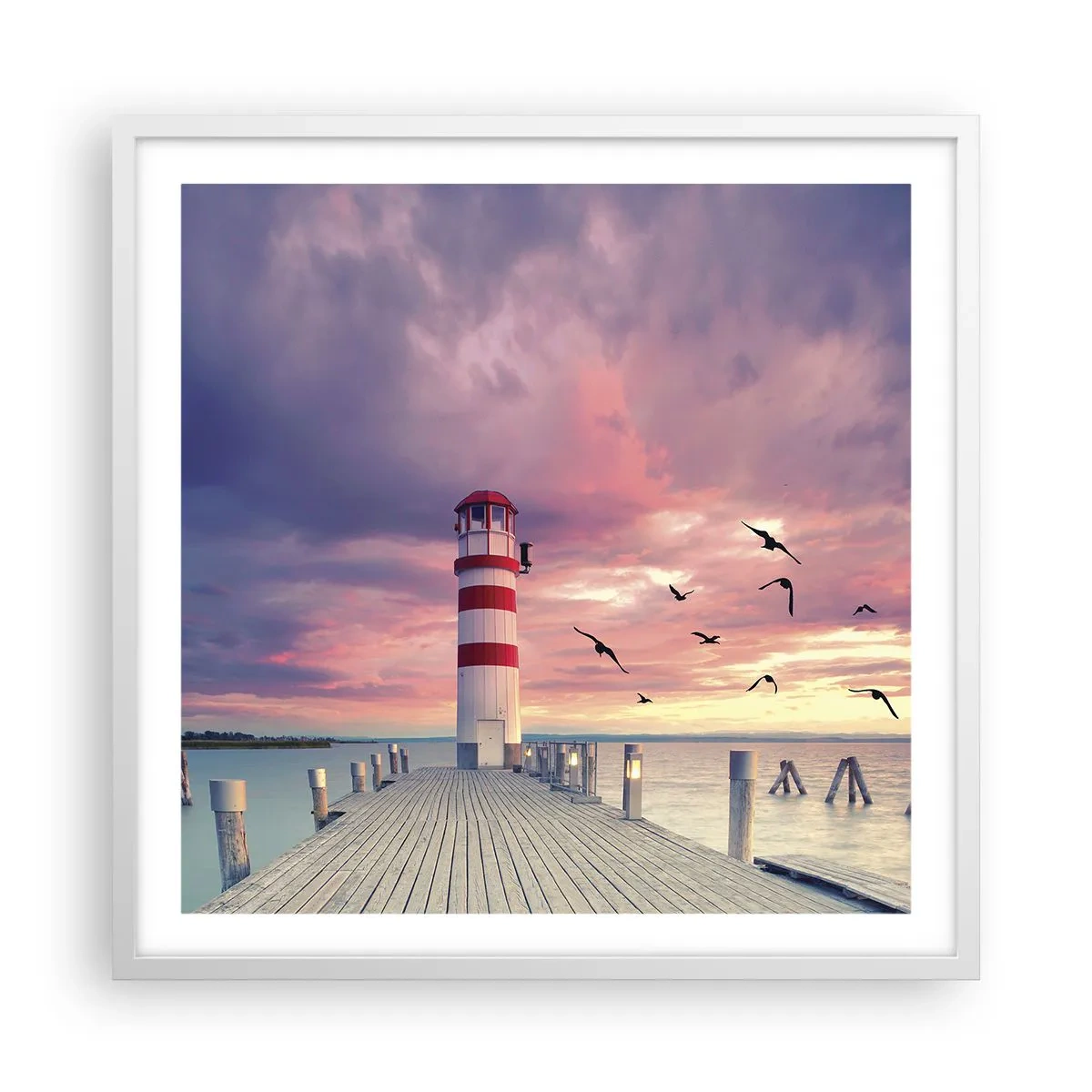 Póster en marco blanco - Hora de ir al puerto - 60x60 cm