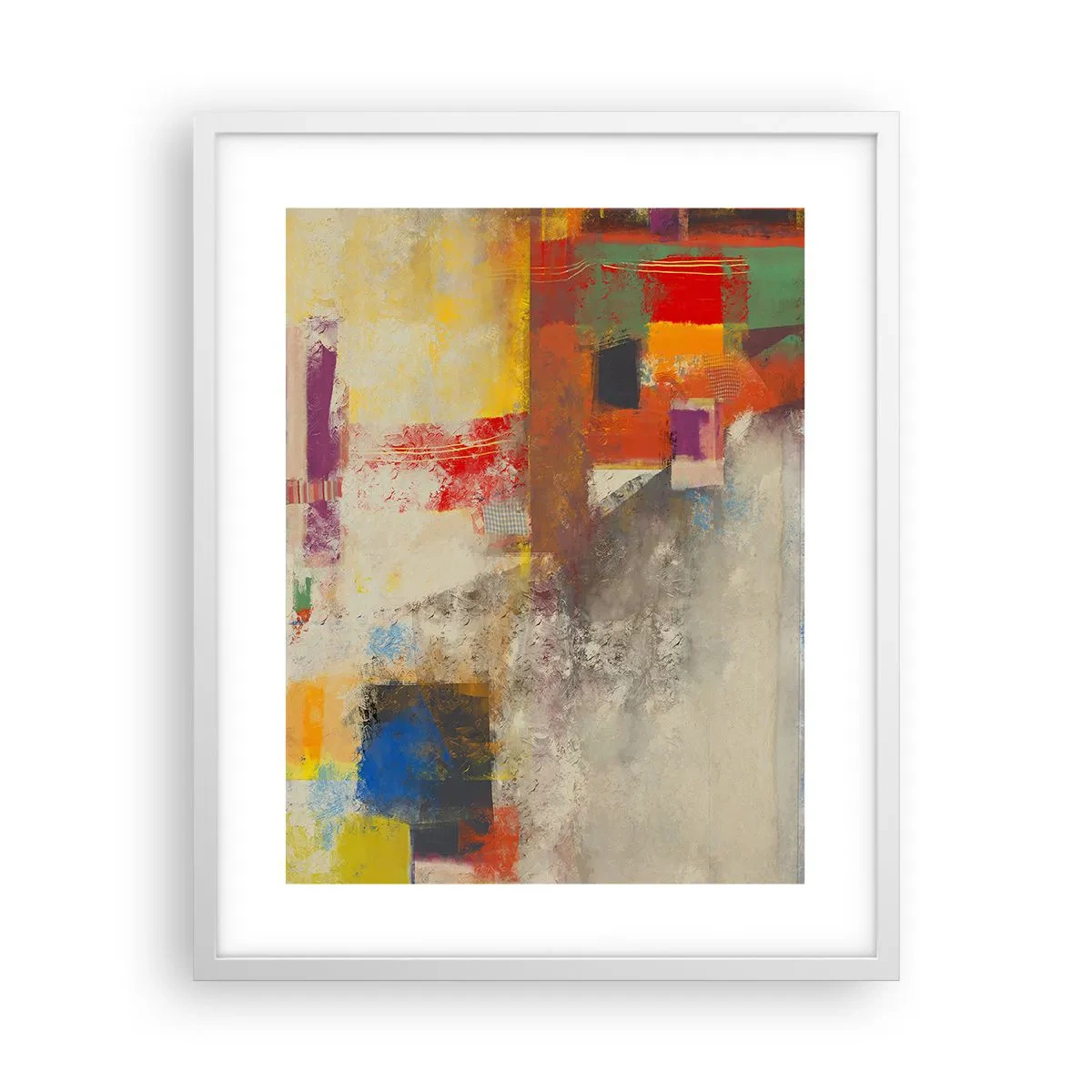 Póster en marco blanco - Geometría de color - 40x50 cm