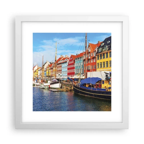 Póster en marco blanco - Muelle alegre - 30x30 cm