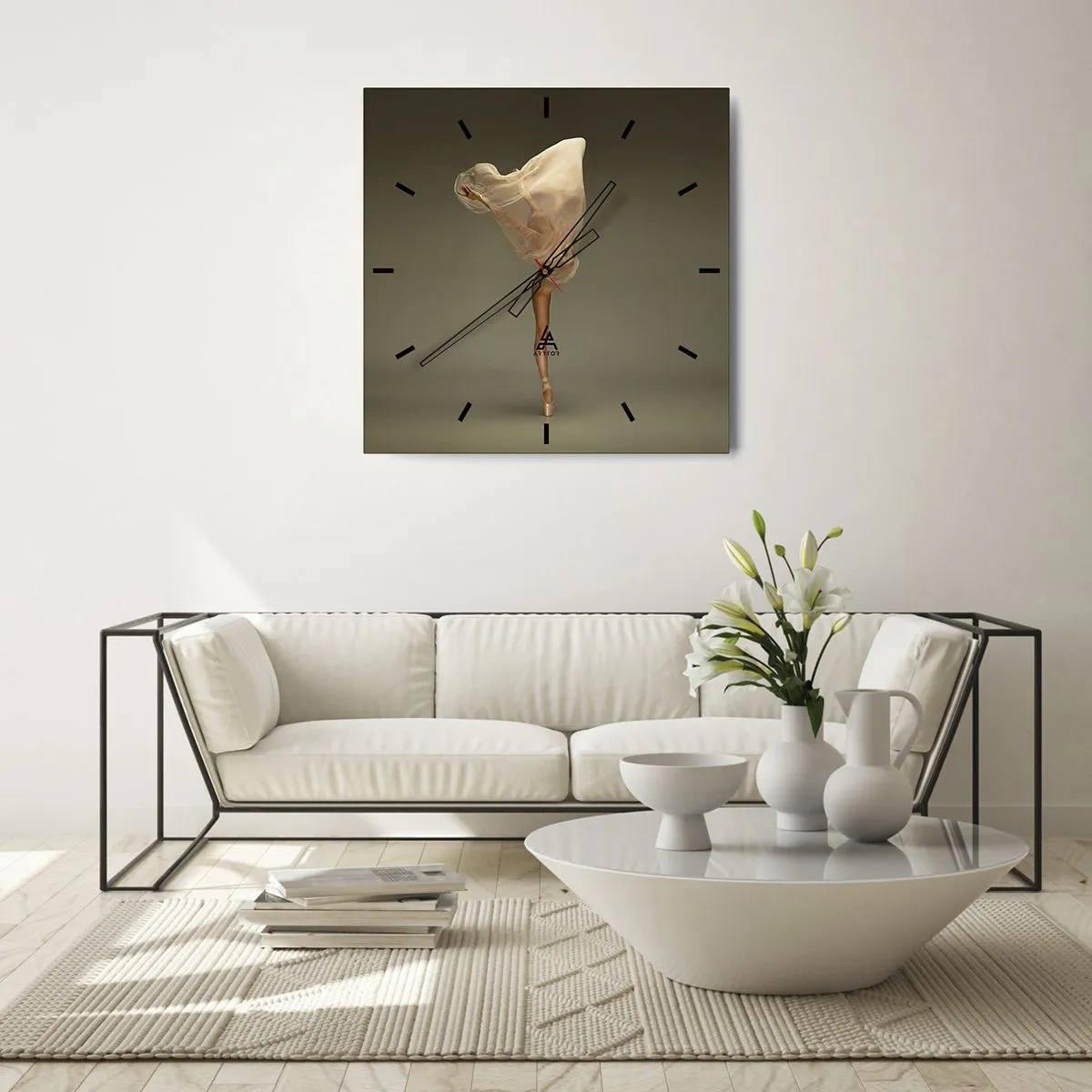 Reloj de pared - Reloj de vidrio - A punto de volar - 40x40 cm