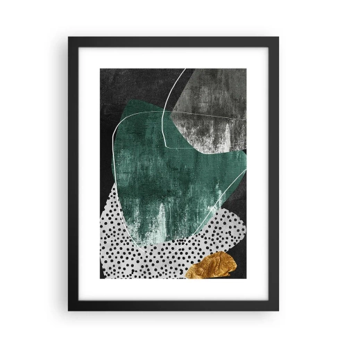 Póster en marco negro - Abstracción colorista con un copo de oro - 30x40 cm