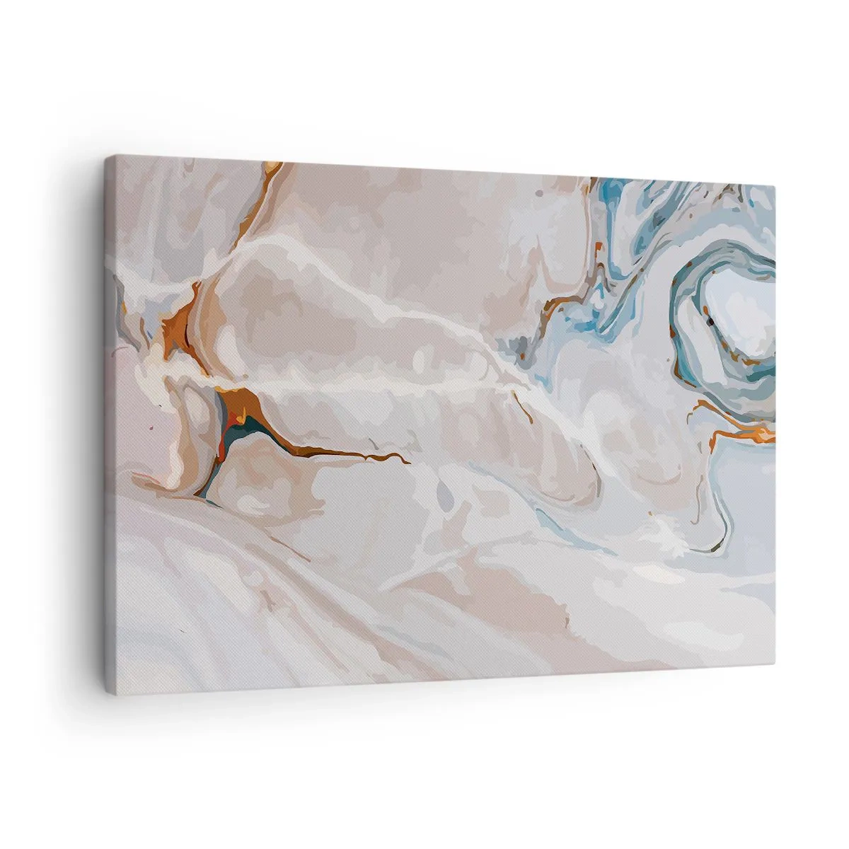 Cuadro sobre lienzo - Impresión de Imagen - Patrón abstracto en tonos de blanco y azul. - 70x50cm - El azul serpentea por el blanco - Decoración de pared moderna para salón y dormitorio ARTTOR