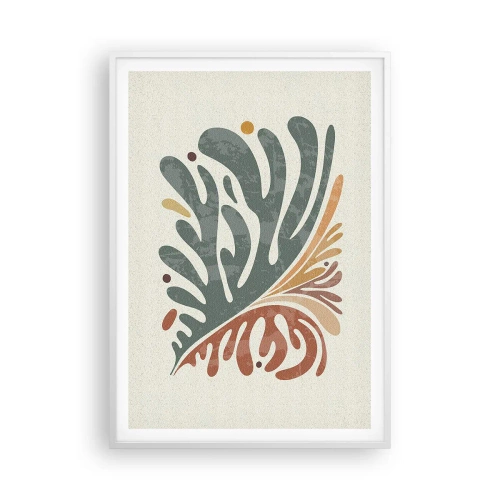 Póster en marco blanco - Hoja multicolor - 70x100 cm