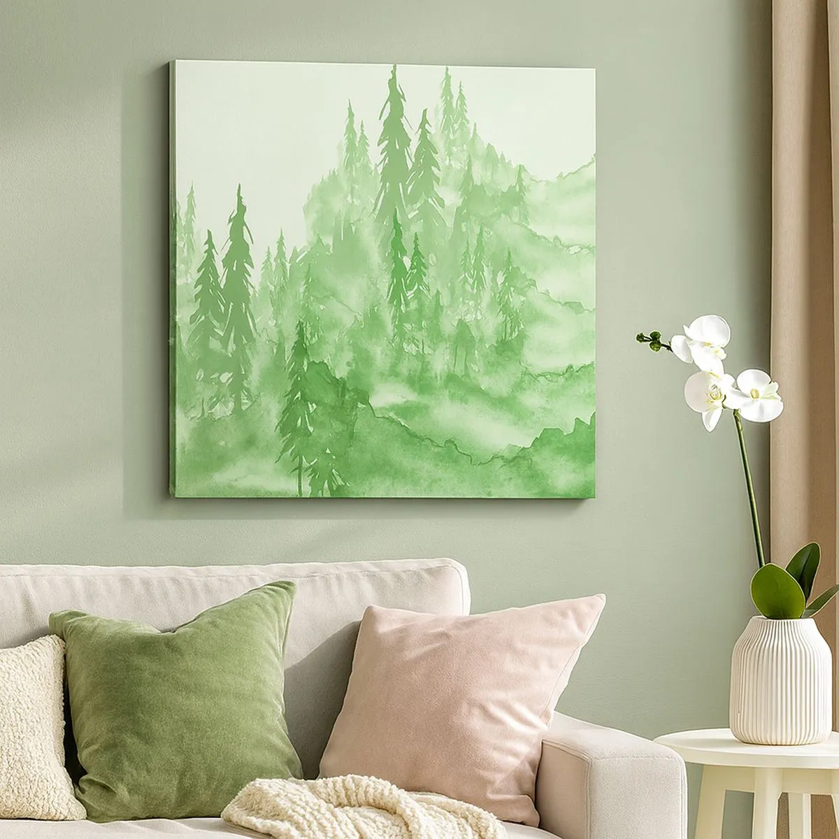 Cuadro sobre lienzo - Impresión de Imagen - Difuminado con niebla verde - 30x30 cm