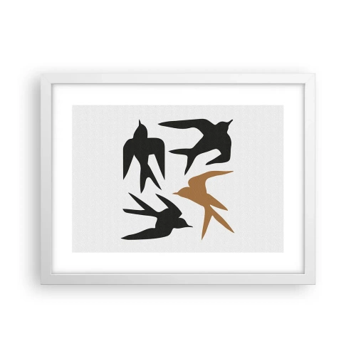 Póster en marco blanco - Juegos de golondrinas - 40x30 cm