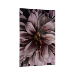 Cuadro sobre vidrio - Impresiones sobre Vidrio - Detalle de primer plano de una flor grande en colores sutiles. - 70x100cm - Corazón floral - Decoración de pared moderna para salón y dormitorio ARTTOR