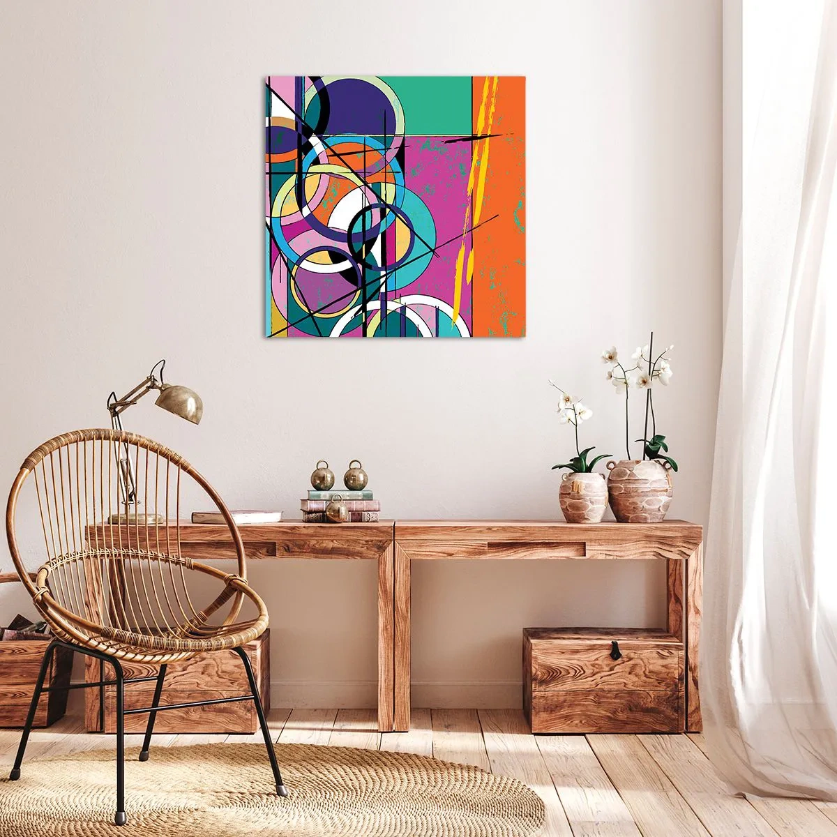 Cuadro sobre lienzo - Impresión de Imagen - Círculo sobre círculo - 40x40 cm