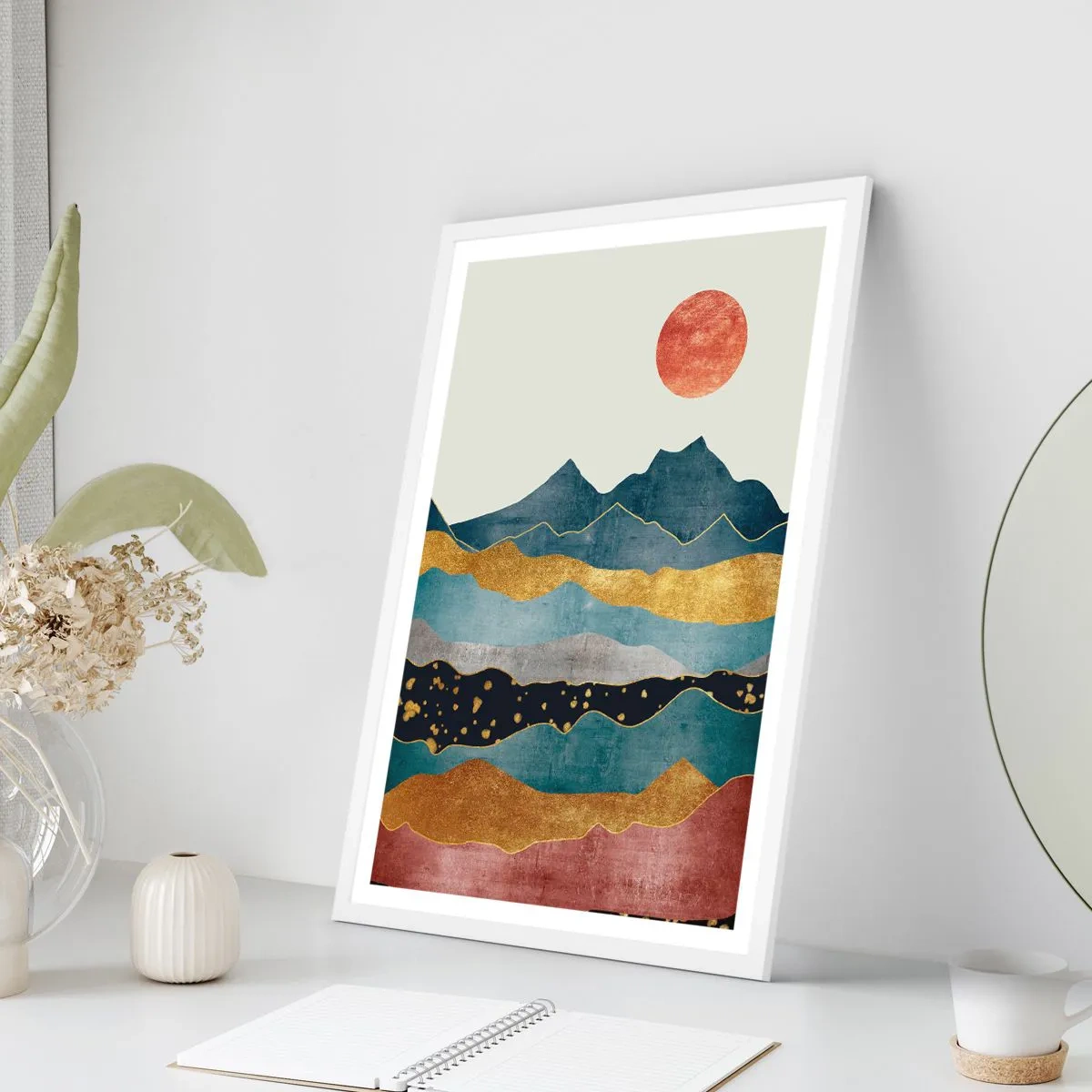 Póster en marco blanco - Sección transversal del mundo - 40x50 cm