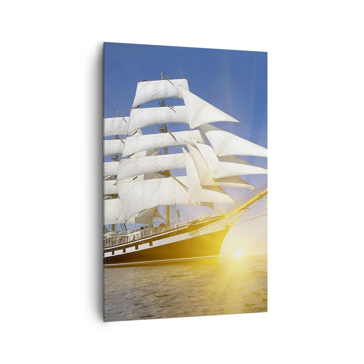 Cuadro sobre lienzo - Impresión de Imagen - Un velero en el mar a la luz del sol poniente. - 80x120cm - Su tiempo nunca pasará - Decoración de pared moderna para salón y dormitorio ARTTOR