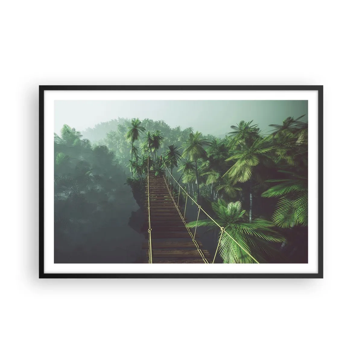 Póster en marco negro - Sobre un mar de verde - 91x61 cm
