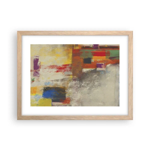 Póster en marco roble claro - Geometría de color - 40x30 cm