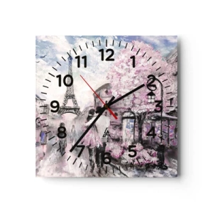 Reloj de pared - Reloj de vidrio - La ciudad del amor - 40x40 cm