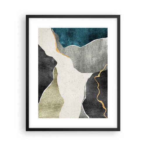 Póster en marco negro - Composición en mosaico con una hebra de oro - 40x50 cm