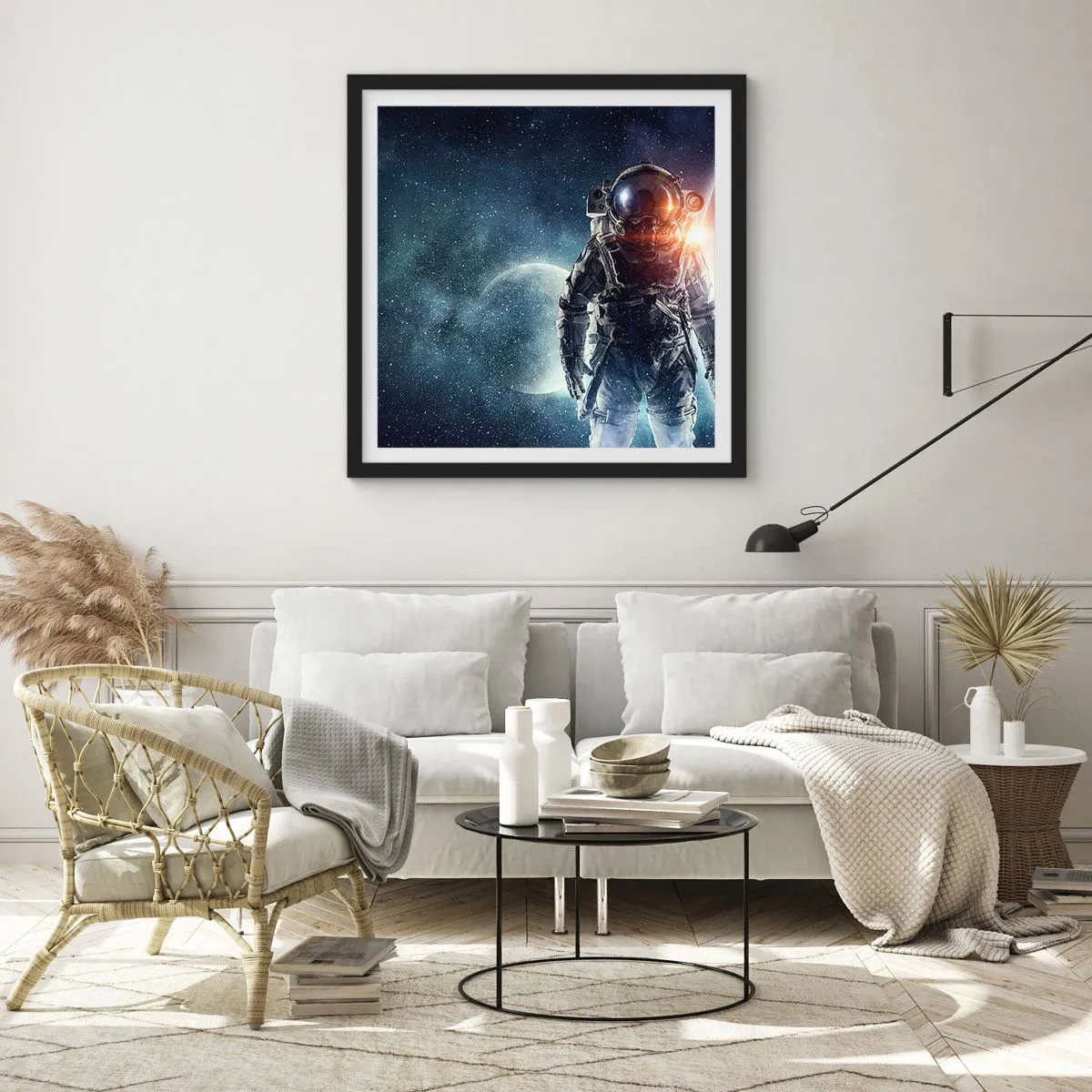 Póster en marco negro - Una aventura cósmica - 30x30 cm