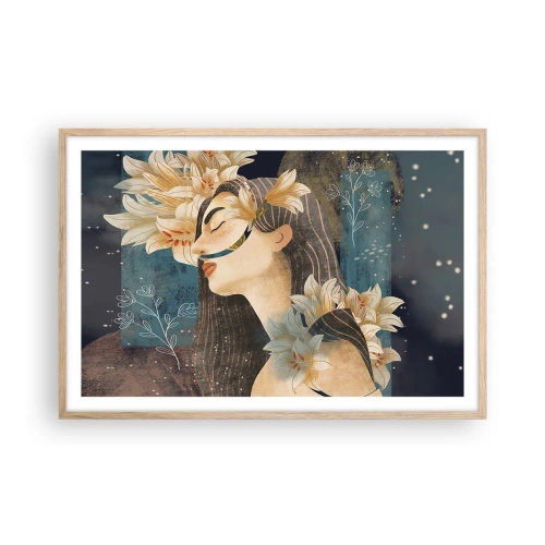 Póster en marco roble claro - Cuento de princesa con lirios - 91x61 cm