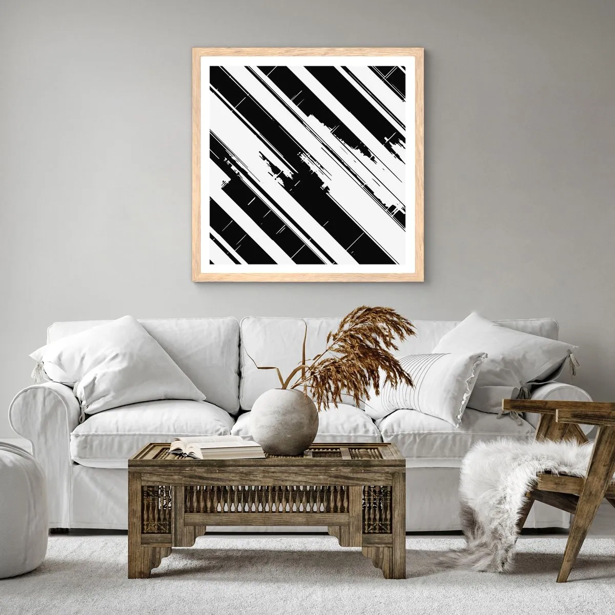 Póster en marco roble claro - Composición intensa y dinámica - 40x40 cm