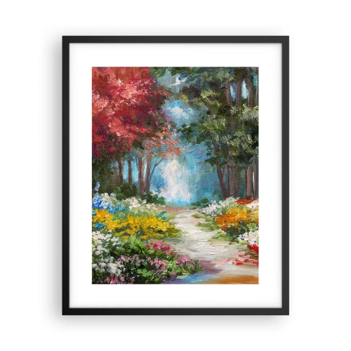 Póster en marco negro - Jardín forestal, bosque floral - 40x50 cm