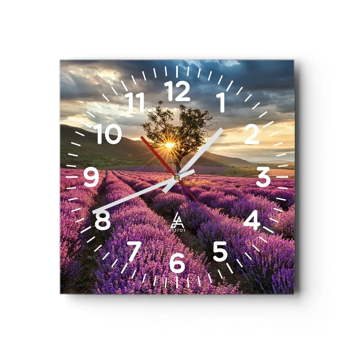 Reloj de pared - Reloj de vidrio - Aroma en lila - 40x40 cm