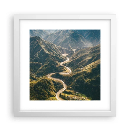 Póster en marco blanco - Directamente desde el corazón de las montañas - 30x30 cm