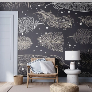 Fotomural Premium Sand - Encaje de plumas - pluma de pájaro, Gráficos, Pedazo - 200x140 cm