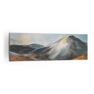 Cuadro sobre lienzo - Impresión de Imagen - Paisaje montañoso abstracto en tonos cálidos - 160x50cm - Crudo y bello - Decoración de pared moderna para salón y dormitorio ARTTOR