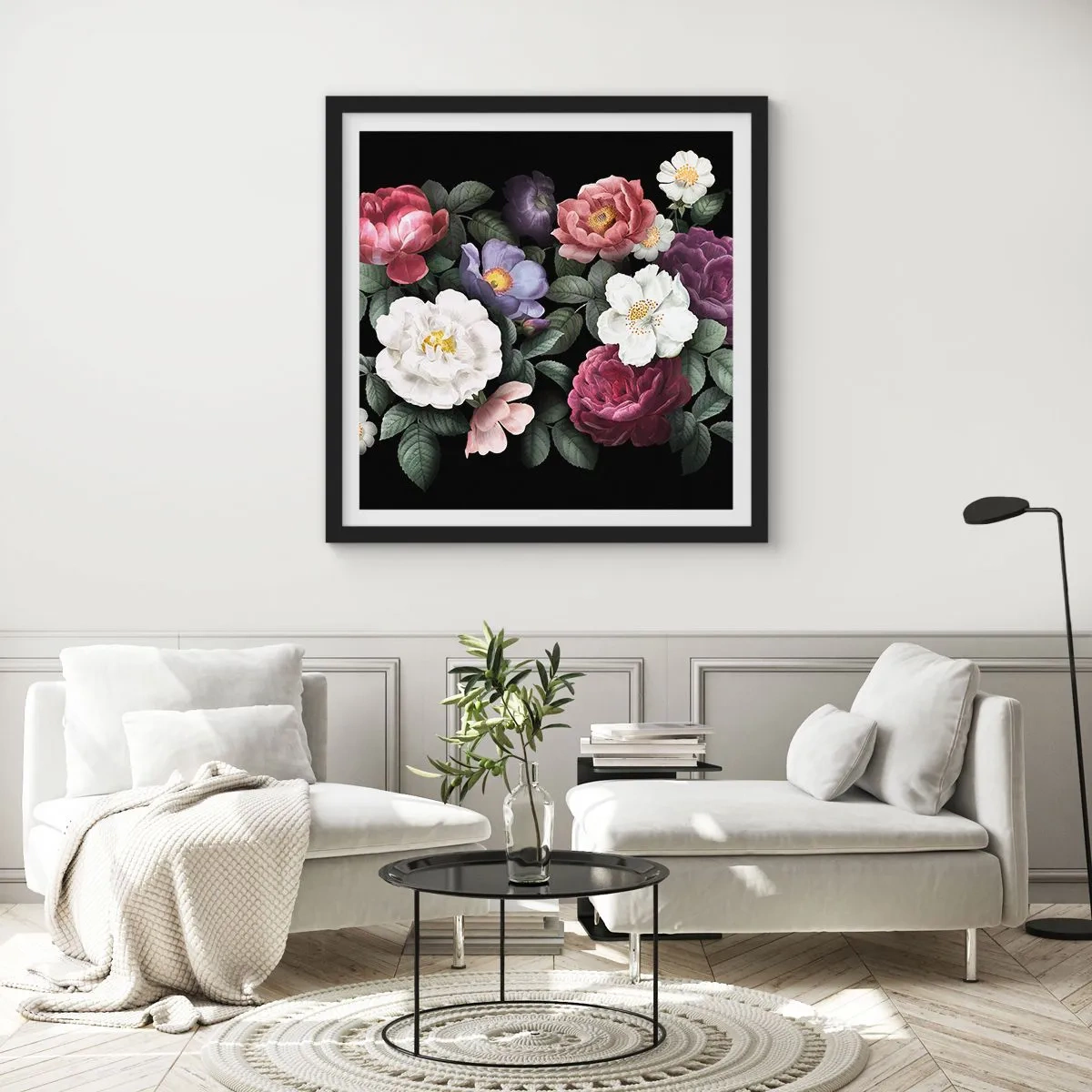 Póster en marco negro - De un jardín inglés - 30x30 cm
