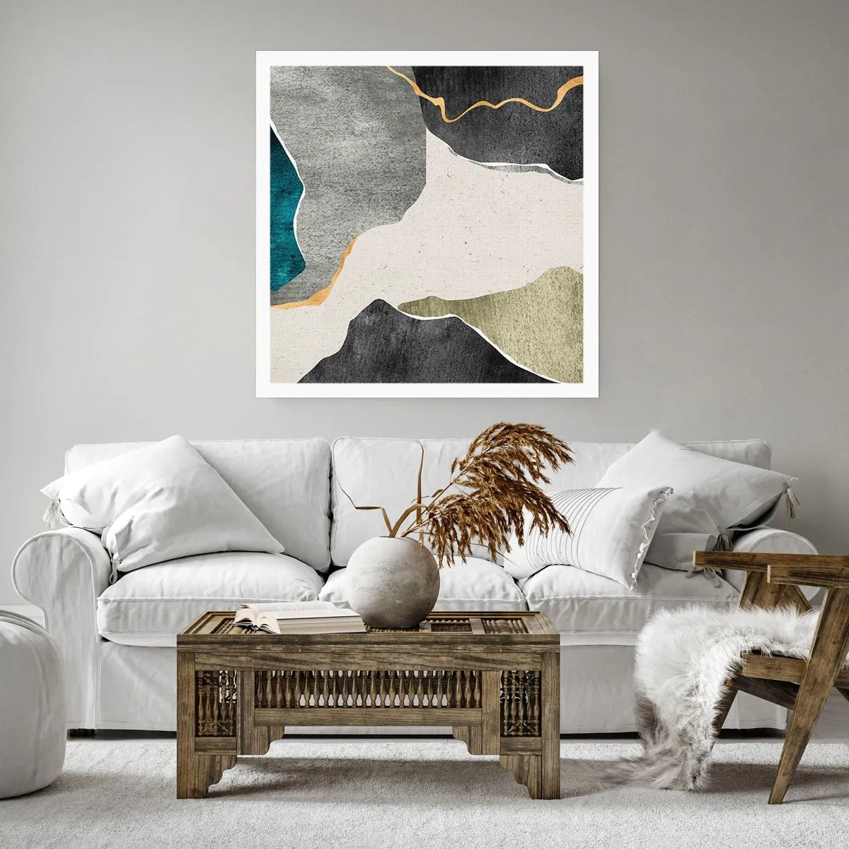 Póster - Composición en mosaico con una hebra de oro - 40x40 cm