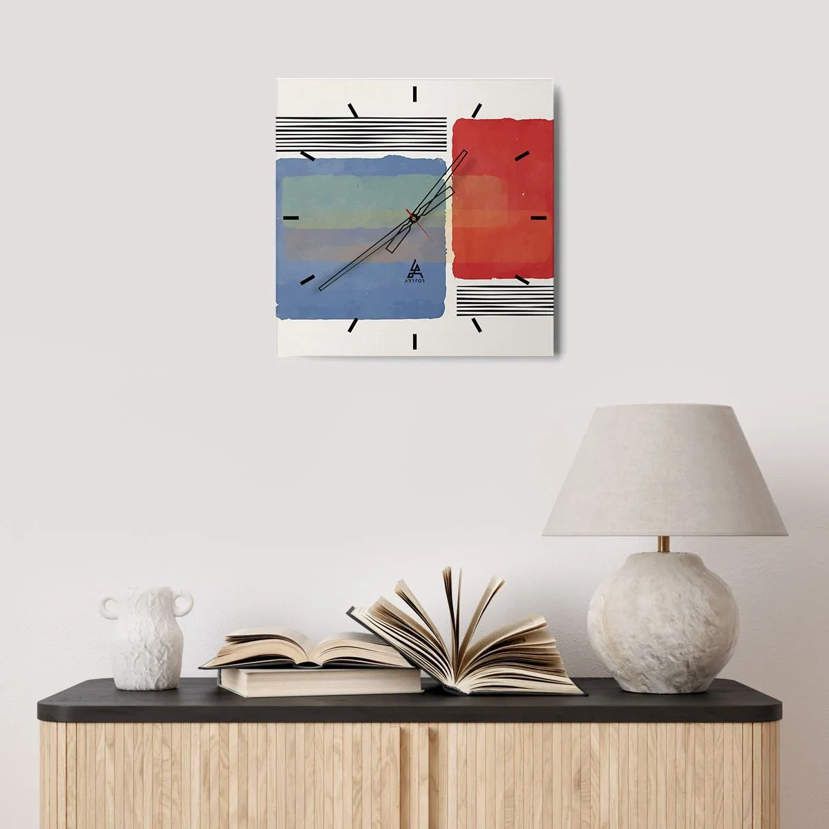 Reloj de pared - Reloj de vidrio - Espíritu y alma de la geometría - 40x40 cm