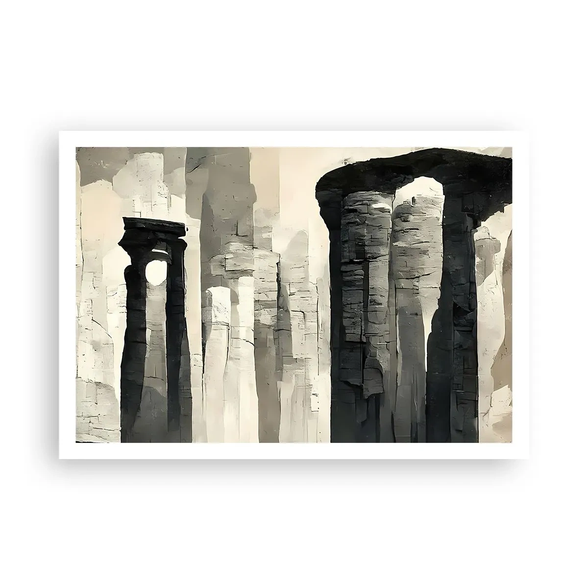 Póster - Columnas históricas en un entorno monocromático atmosférico - 100x70cm - La majestuosidad de la antigüedad - Decoración de pared moderna para salón y dormitorio ARTTOR