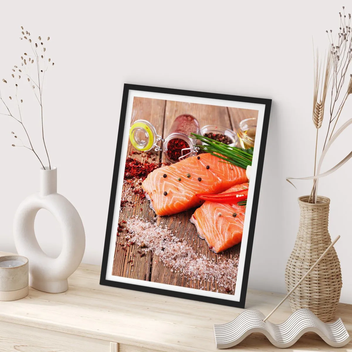 Póster en marco negro - Una aventura noruega en la cocina - 70x100 cm