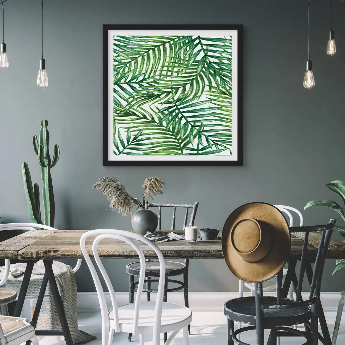 Póster en marco negro - Bajo el verde - 40x40 cm