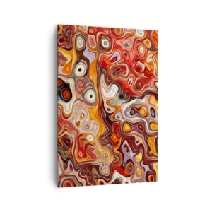 Cuadro sobre lienzo - Impresión de Imagen - Una composición abstracta en tonos cálidos de rojo, naranja y amarillo. - 70x100cm - Si las nueces se derritieran en la miel - Decoración de pared moderna para salón y dormitorio ARTTOR
