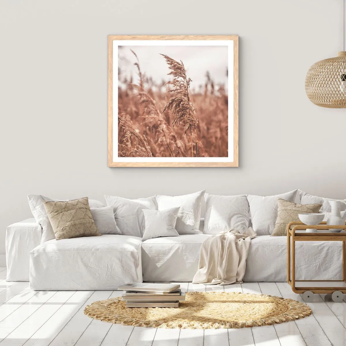 Póster en marco roble claro - El otoño ya está en los campos - 30x30 cm