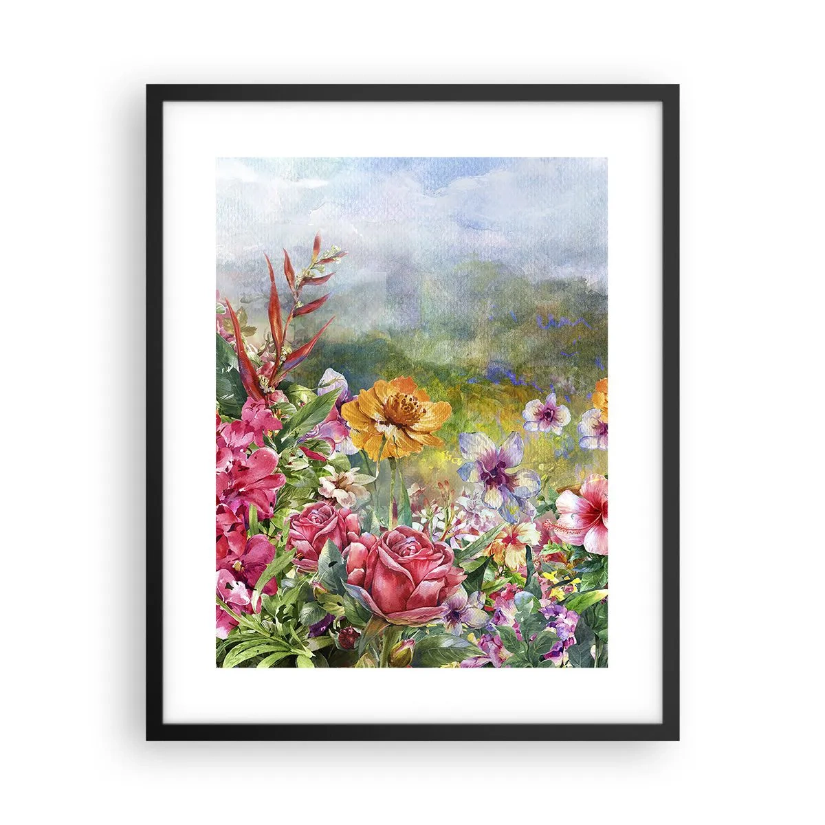 Póster en marco negro - Un jardín enloquecido - 40x50 cm