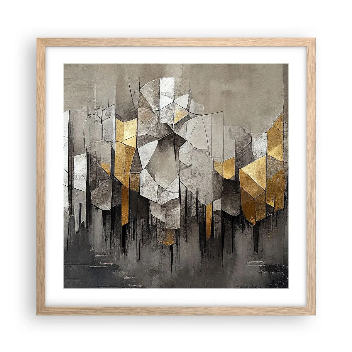 Póster en marco roble claro - Composición hecha de hielo y luz - 50x50 cm