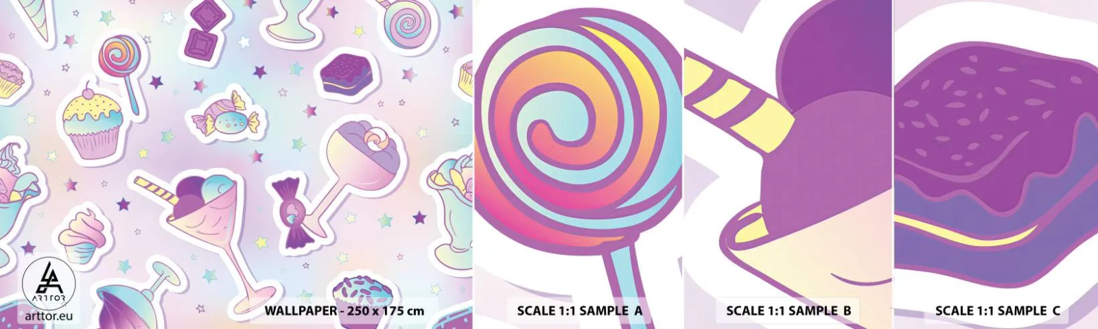 Muestra De Fotomural Standard Eco - Cumplir años todos los días - Para niños, Dulce, paleta - 100x30 cm