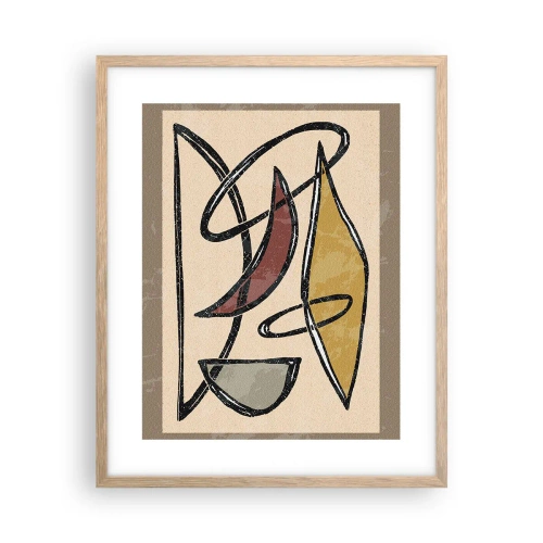 Póster en marco roble claro - Composición: arcos y óvalos - 40x50 cm