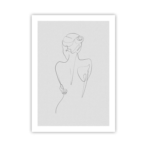Póster - Dibujo de contorno de una mujer sobre un fondo gris - 50x70cm - Música del cuerpo - Decoración de pared moderna para salón y dormitorio ARTTOR