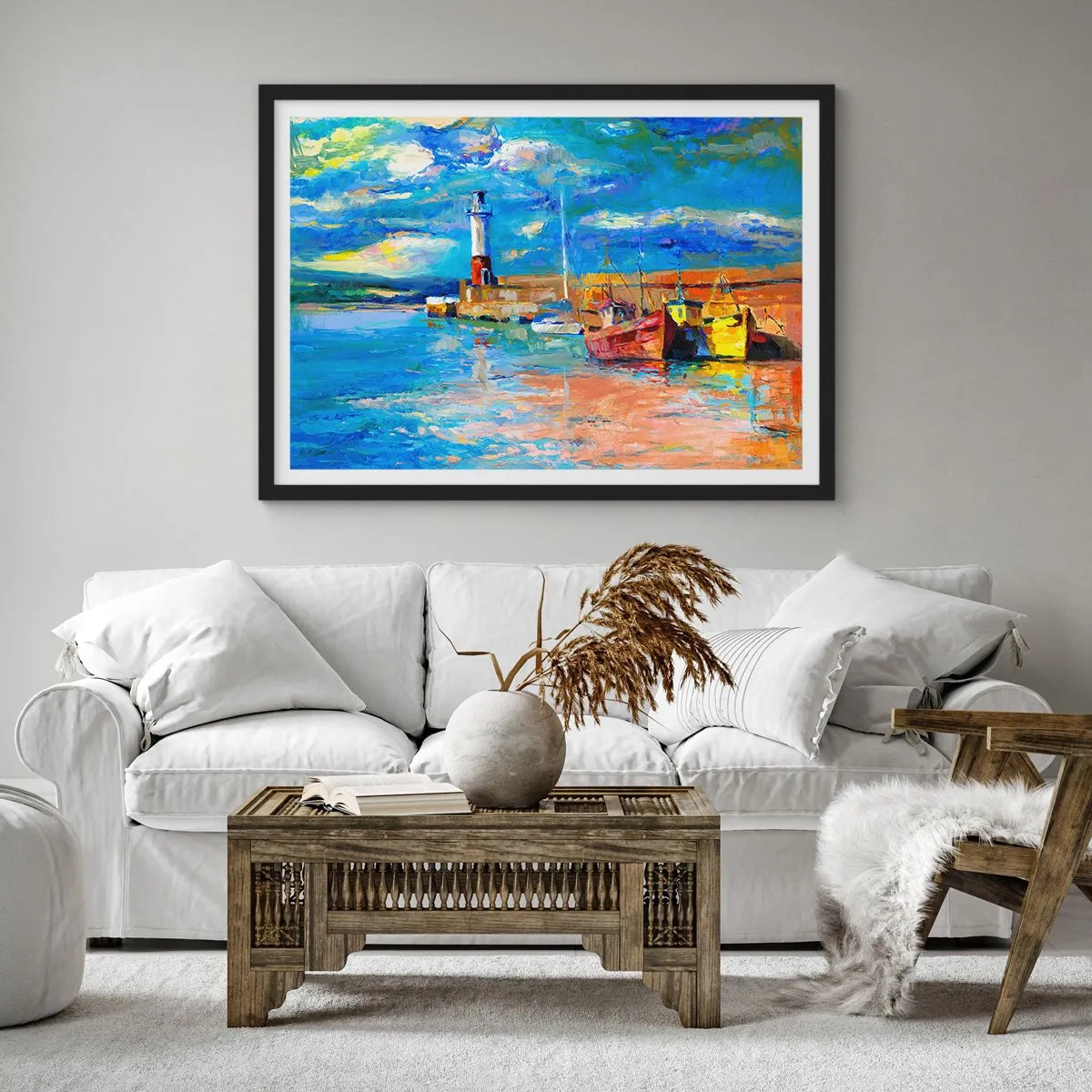 Póster en marco negro - Tarde en la bahía del arco iris - 40x30 cm