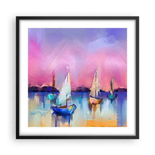 Póster en marco negro - Dirección alta mar - 50x50 cm