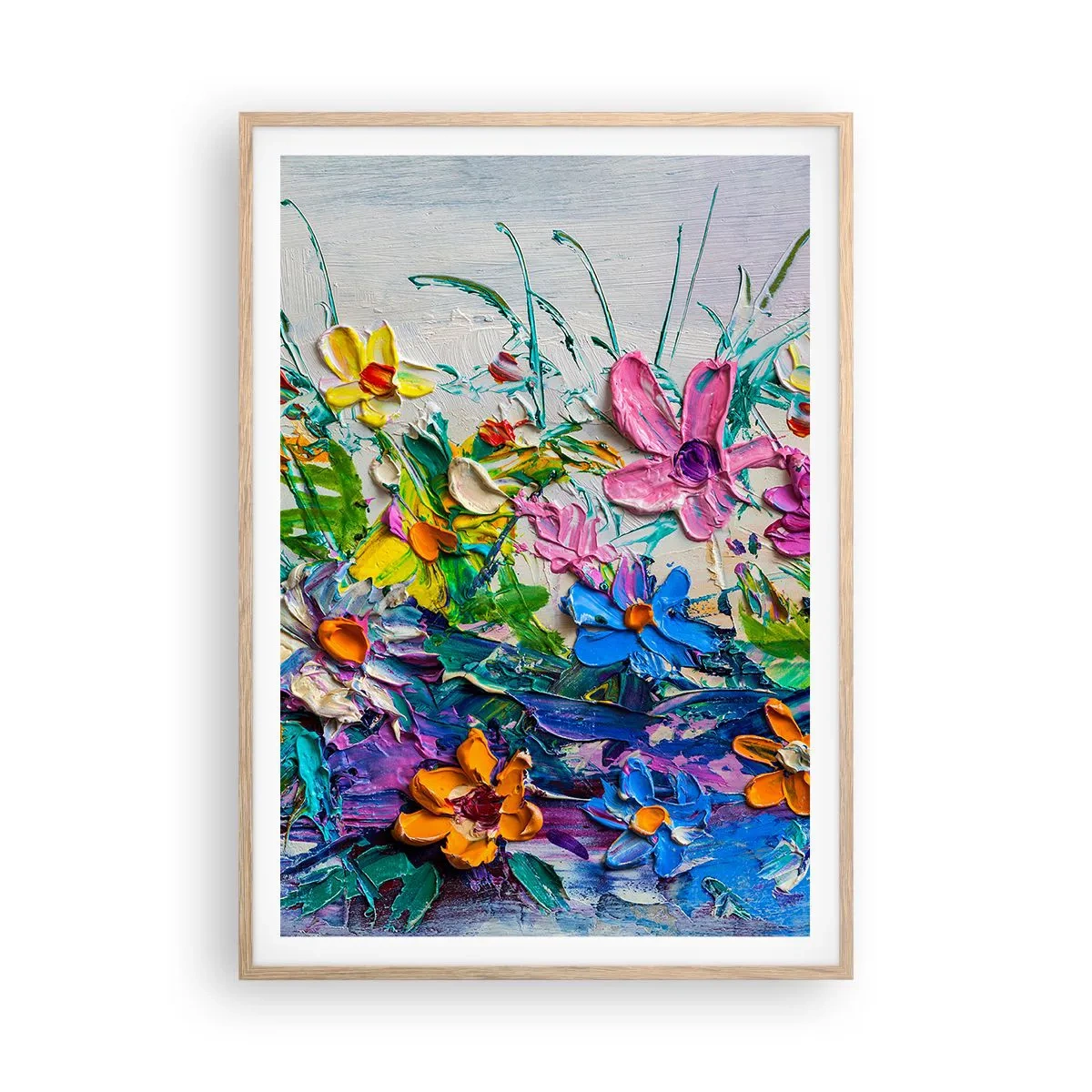 Póster en marco roble claro - La energía de las flores - 70x100 cm