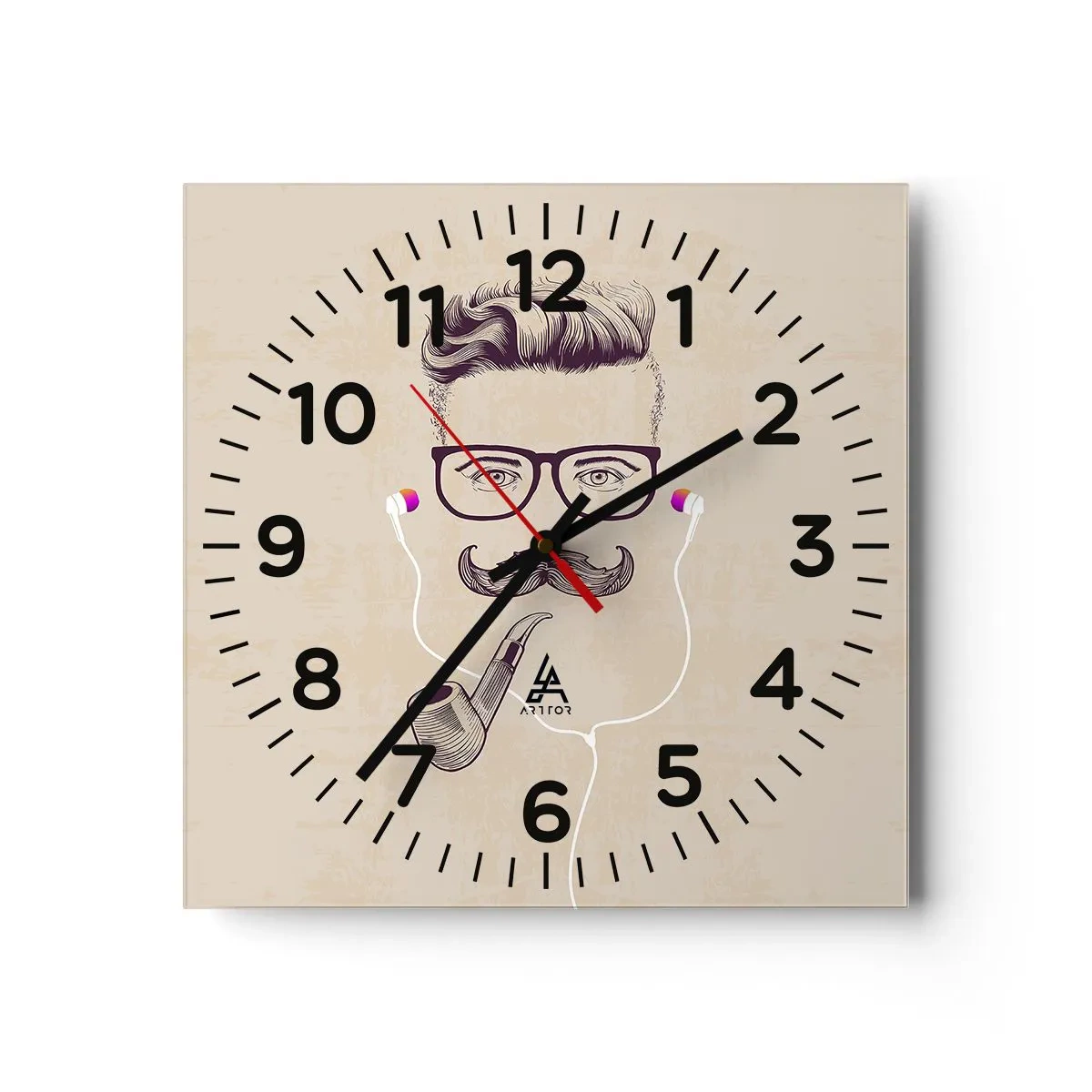 Reloj de pared - Reloj de vidrio - Moda masculina - 40x40 cm