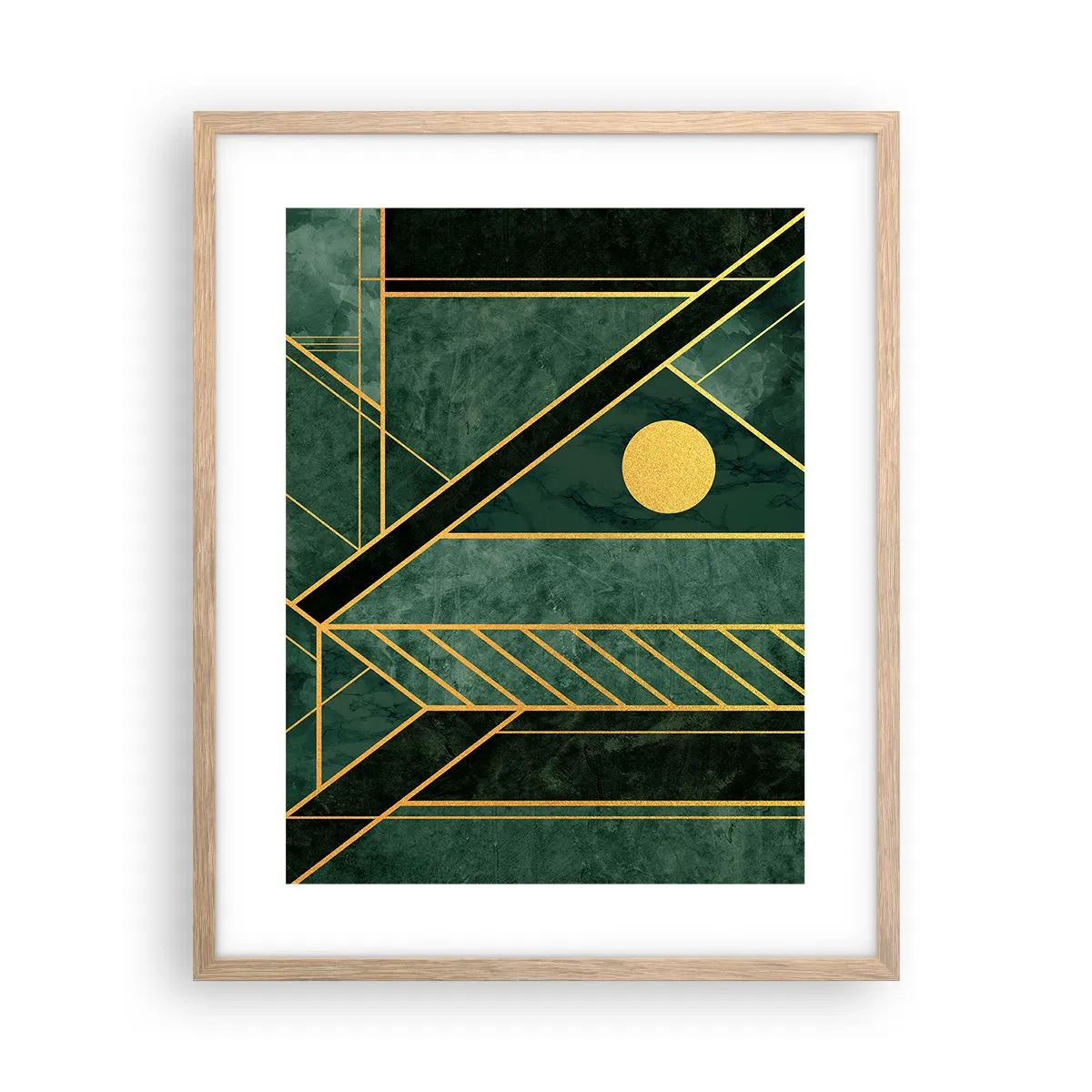 Póster en marco roble claro - La dinámica del oro y el azul - 40x50 cm