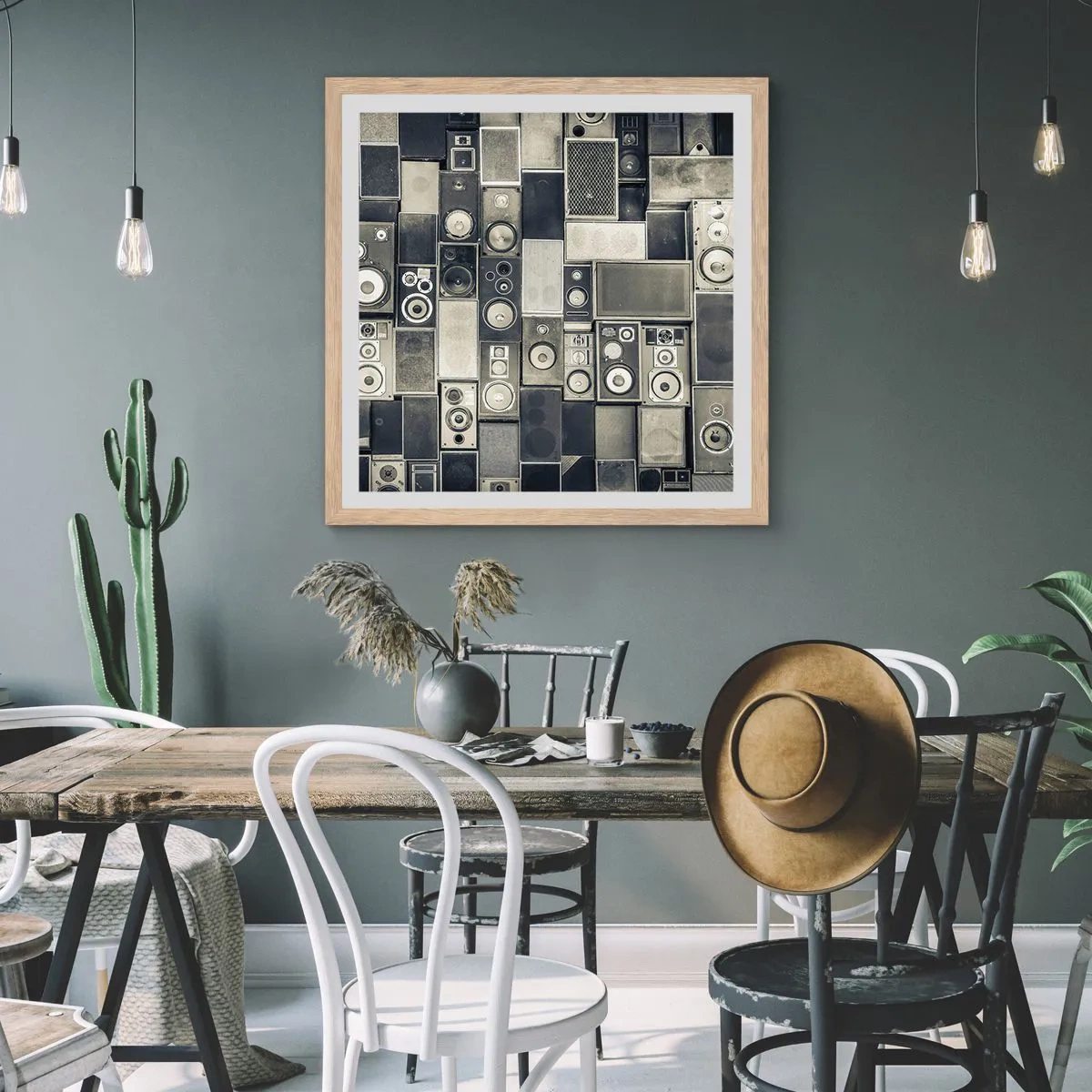 Póster en marco roble claro - Y todo fluye - 60x60 cm