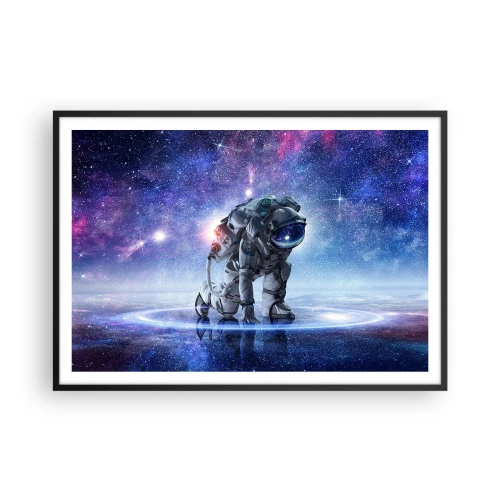 Póster en marco negro - Astronauta en un paisaje galáctico - 100x70cm - Cielo estrellado sobre mí - Decoración de pared moderna para salón y dormitorio ARTTOR